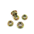 M6 Yellow zinc colorful zin-plated hex flange nut with serrated carbon steel Grade 4 grade 8 grade6